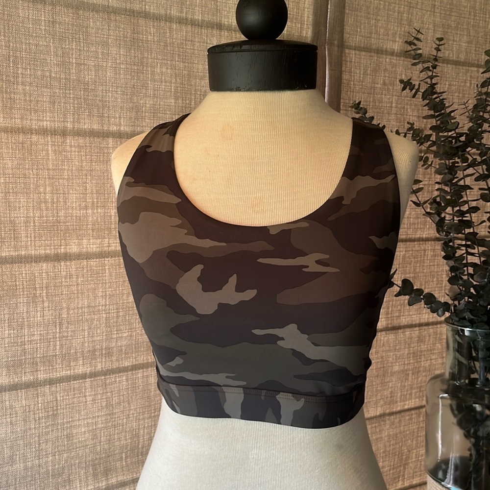 Athleta Grey/Black/Green Camouflage Sports Bra